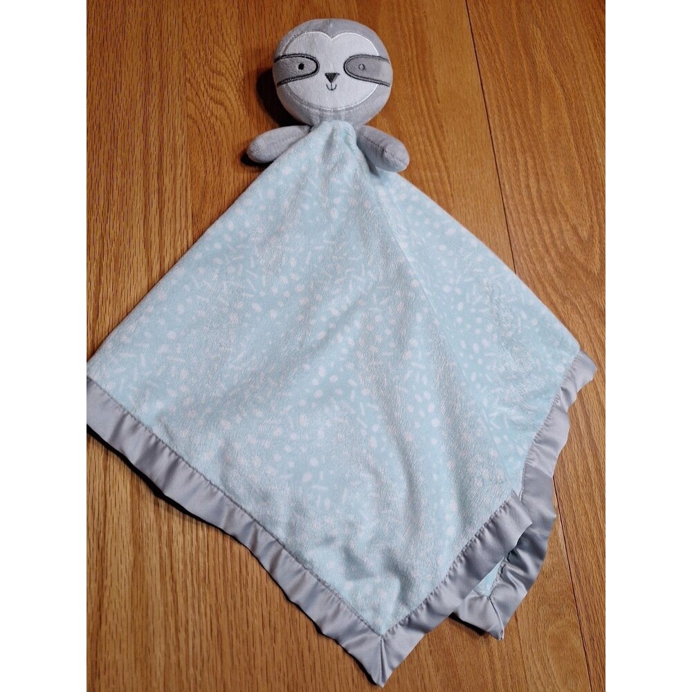 Lullaby Lane Pastel Plush SLOTH Lovey Security Blanket Satin Trim 24"ish Toy